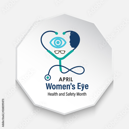 Illustration on the theme of Women's eye health and safety month observed each year in April. Aims to educate women about eye health, regular eye exams, recognizing eye problems. Vector illustration.