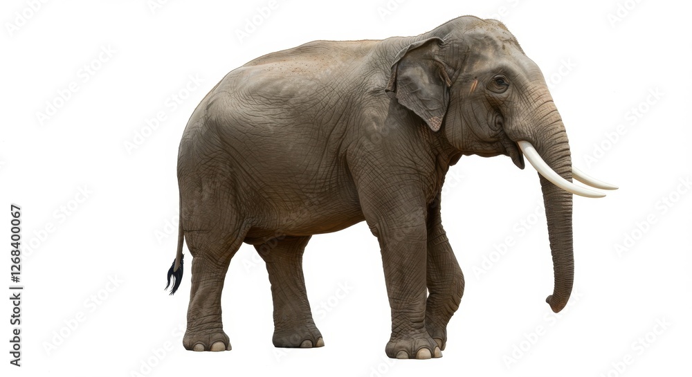 Majestic elephant standing gracefully against a plain backdrop Majestic elephant standing gracefully against a plain backdrop