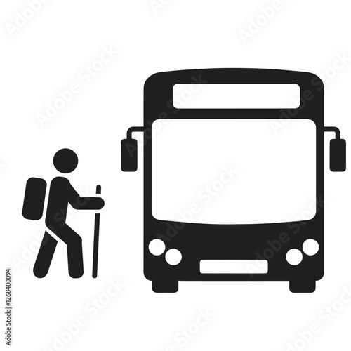 School bus icon. Public transport. Coach. Vector icon isolated on white background.