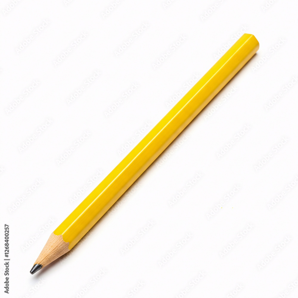 Yellow pencil isolated on white background. Back to school. Copy space front view Yellow pencil isolated on white background. Back to school. Copy space front view