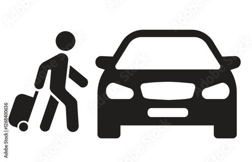 Taxi icon. Customer pick up. Travelling by car. Road trip. Vector icon isolated on white background.