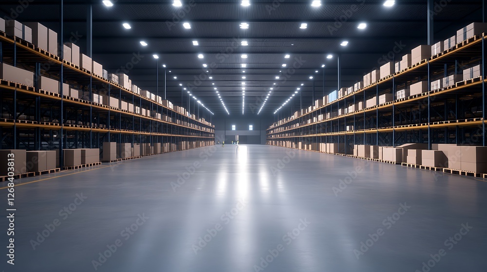 Fototapeta premium A high-tech distribution center with an impressive tower structure, showcasing modern architecture and logistics capabilities.