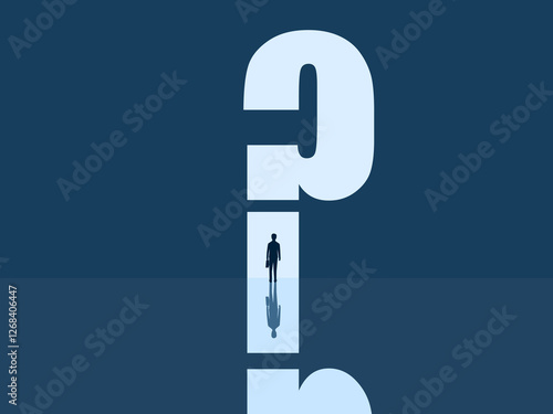 Opportunity, Problem solving, Businessman standing in front of a door with a question mark