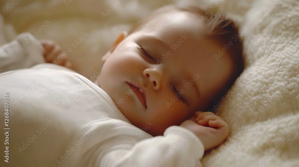Peaceful newborn baby portrait with natural Peaceful newborn baby portrait with natural