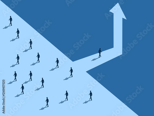 Future ,New opportunity for success , Businessman chooses a new path that is different for opportunities
