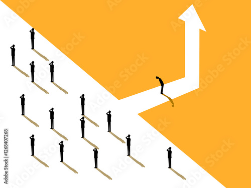 Leadership , Businessman chooses a path of business success