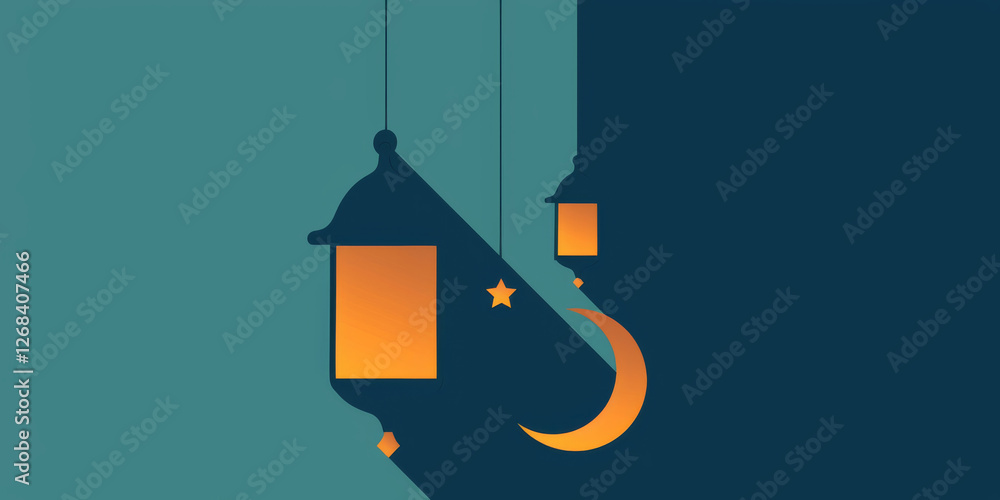 Minimalist Ramadan Design with Crescent Moon and Lanterns, Minimal Flat Vector Illustration of Crescent Moon, Stars, and Lanterns – Ramadan Theme Minimalist Ramadan Design with Crescent Moon and Lanterns, Minimal Flat Vector Illustration of Crescent Moon, Stars, and Lanterns – Ramadan Theme