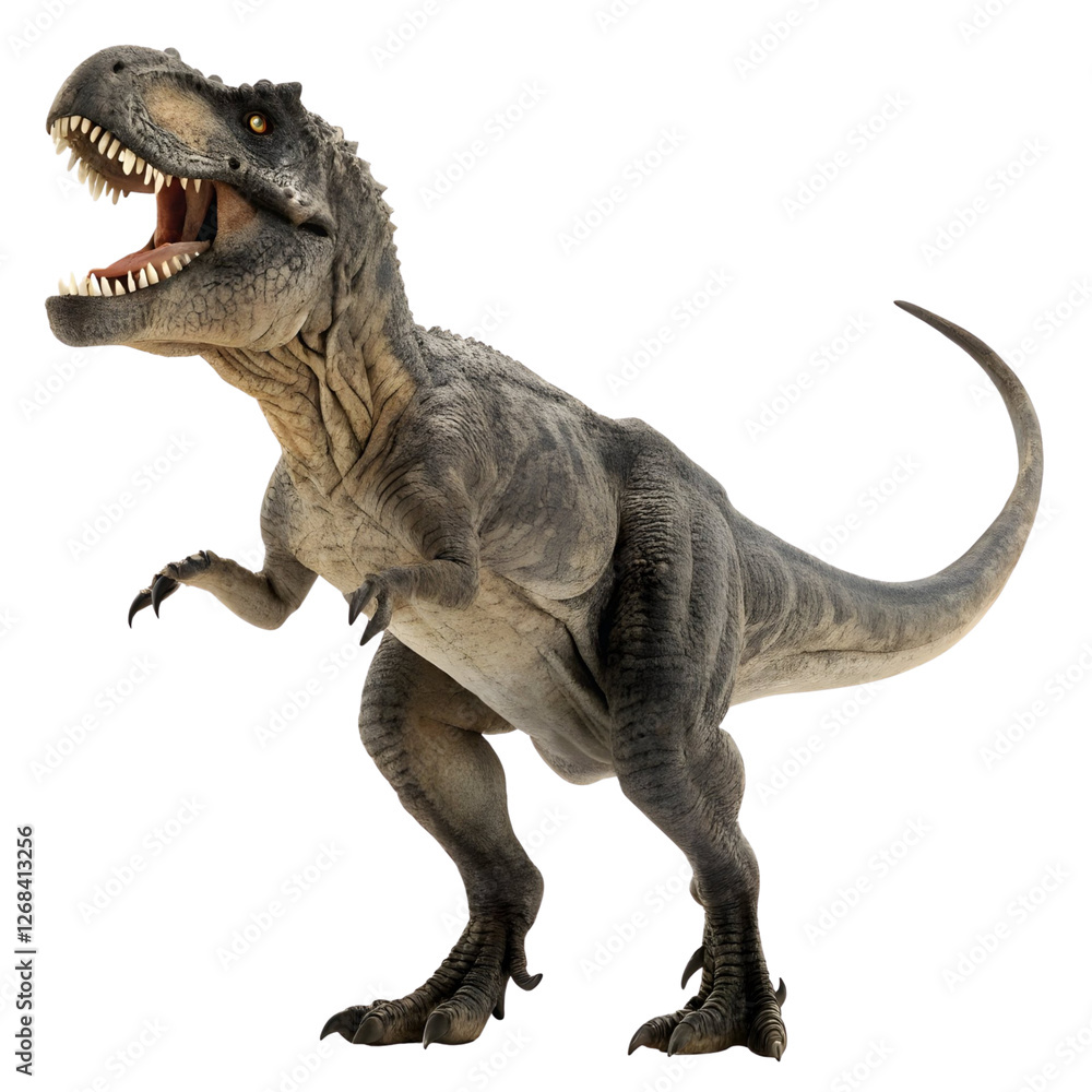 Obraz premium Realistic dinosaur model in an exciting pose showcasing its fierce features and powerful stance