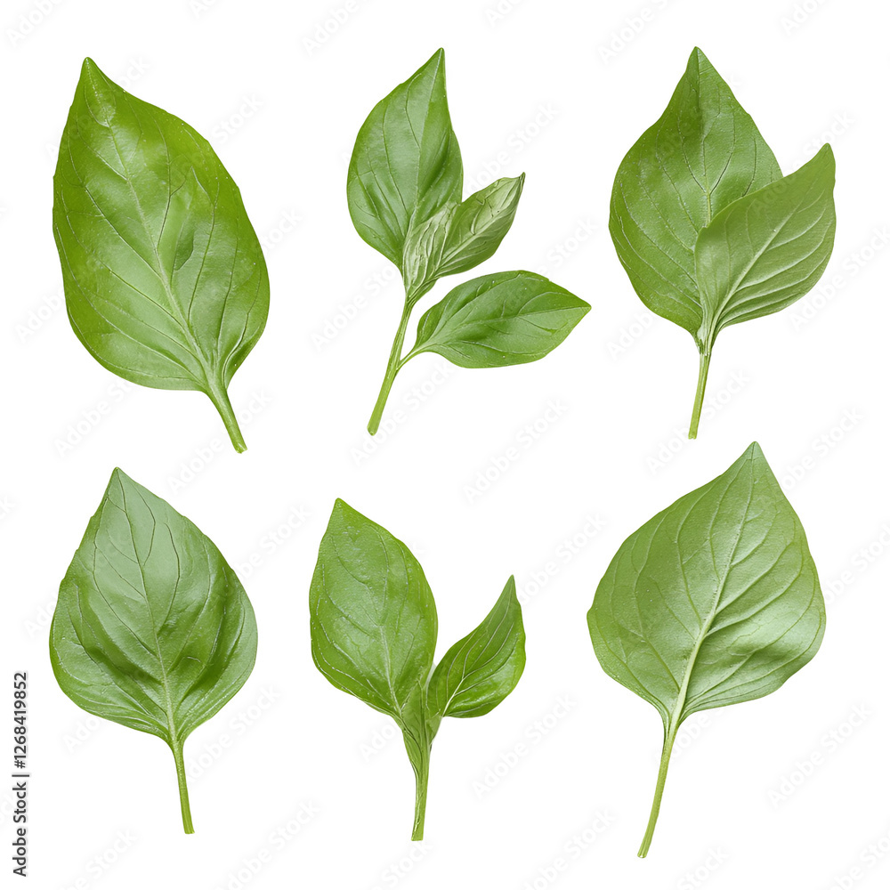 Fresh Green Basil Leaves Isolated on Black Background Fresh Green Basil Leaves Isolated on Black Background