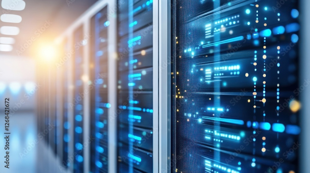 Data center server room, network, technology, digital, infrastructure, glowing lights, background, technology Data center server room, network, technology, digital, infrastructure, glowing lights, background, technology