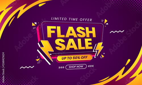 Adobe Illustrator ArtworkFlash sale promo banner with discount offer. Flash sale banner background. Flash sale special offer banner for social media post or website banner