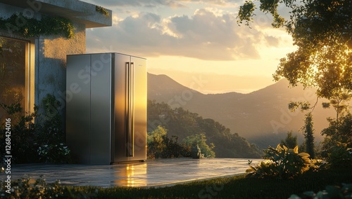 Stainless Steel Refrigerator at Sunset, Mountain View
