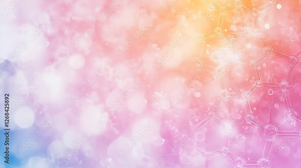 Fototapeta premium Molecular Structures on Abstract Light Gradient Background Science and Technology Theme