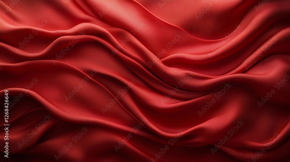 Red silk fabric waves, dark studio, elegant backdrop Red silk fabric waves, dark studio, elegant backdrop