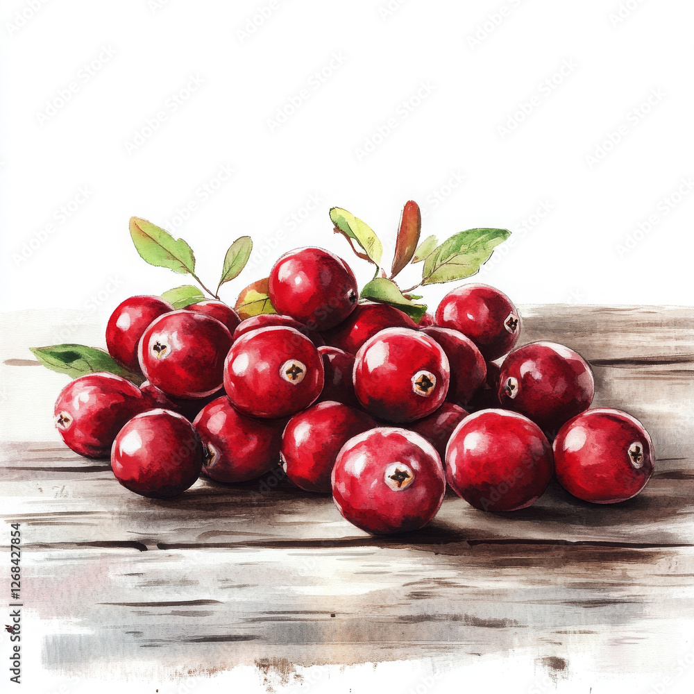 Obraz premium Cranberry on wood feels fresh and vibrant with its ruby red color