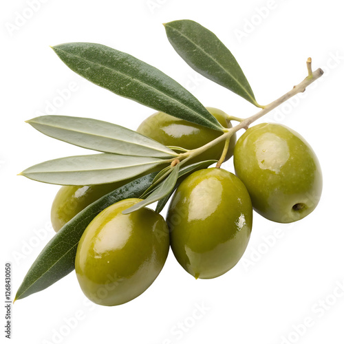 Wallpaper Mural Fresh green olives on a branch with leaves ready for harvest from the Mediterranean region Torontodigital.ca