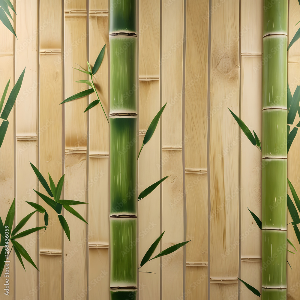 Obraz premium This high-resolution bamboo wood surface showcases the elegance of natural bamboo, featuring fine, parallel grain lines that highlight its organic structure. 