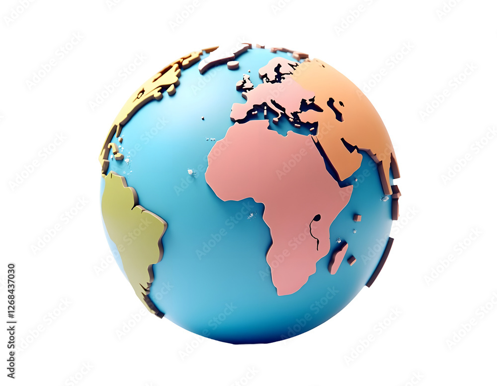 Obraz premium Stylized Earth Globe: A Colorful 3D Render of Our Planet