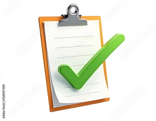 Checklist Completed: A 3D Render of a Clipboard with a Green Checkmark, Symbolizing Task Completion and Success