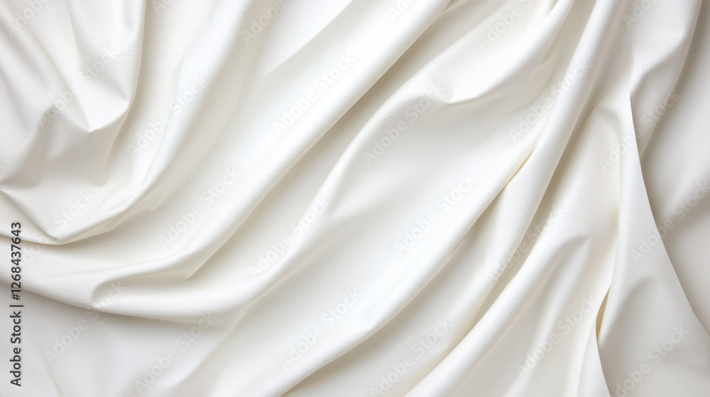 Smooth white fabric with elegant folds and soft texture Smooth white fabric with elegant folds and soft texture