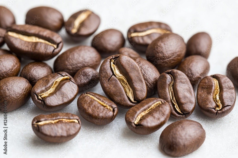 A close-up of roasted coffee beans, showcasing their rich brown color and unique texture, perfect for coffee enthusiasts and culinary uses. A close-up of roasted coffee beans, showcasing their rich brown color and unique texture, perfect for coffee enthusiasts and culinary uses.
