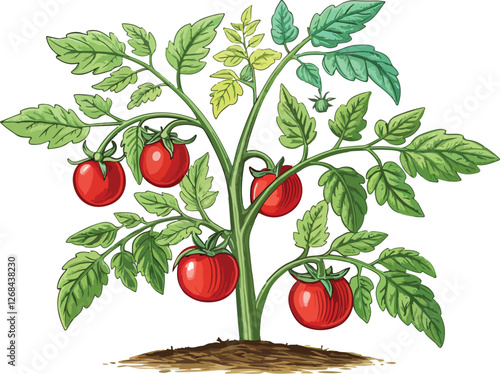Tomato plant Illustration vector design, Tomato Illustration vector design
