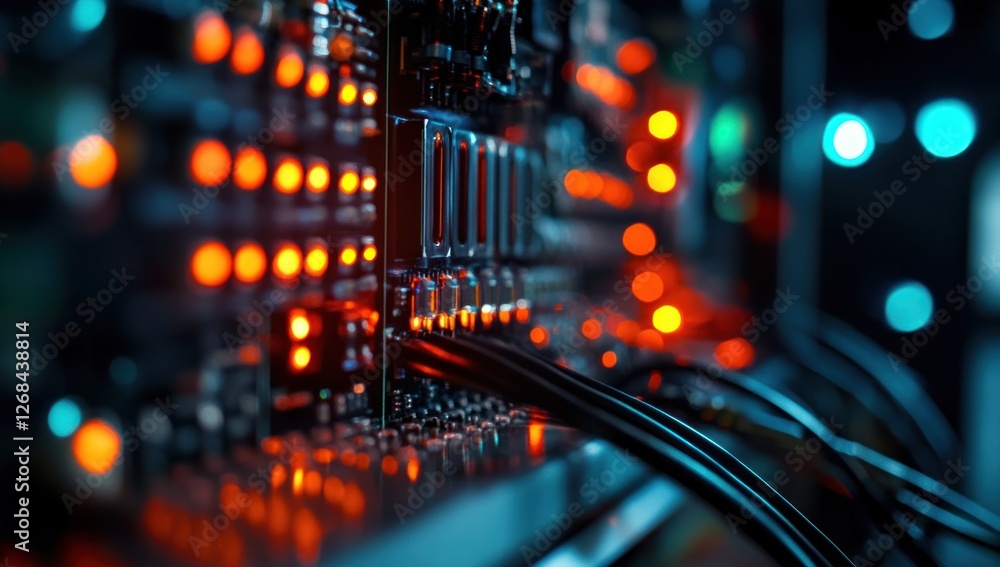 Obraz premium Illuminated Server Rack: A Glimpse into the Digital Realm