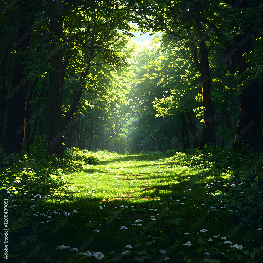 Obraz premium Sunlit Forest Path