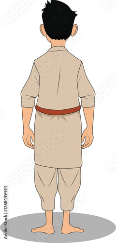 Indian village man back pose cartoon character design for cartoon animated story
