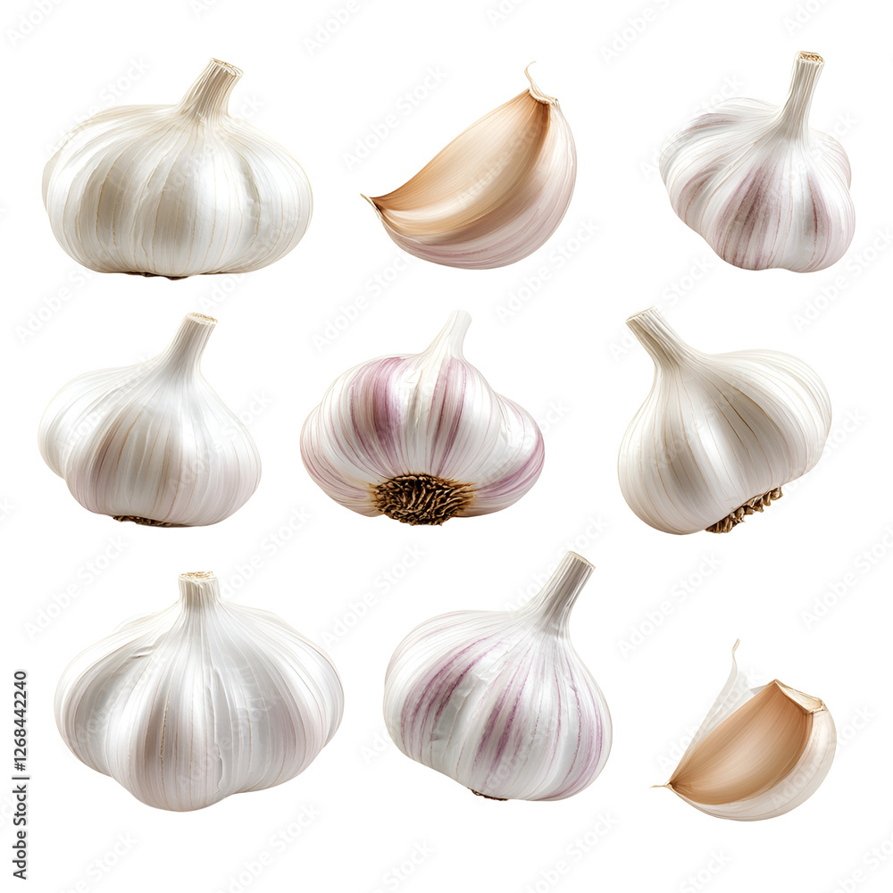 Whole Garlic Bulbs, Cloves, and Segments Fresh, Aromatic, and Culinary Whole Garlic Bulbs, Cloves, and Segments Fresh, Aromatic, and Culinary