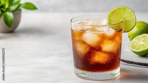 Wallpaper Mural Glass of Cognac Garnished with Vanilla Bean and Lime Slice Torontodigital.ca