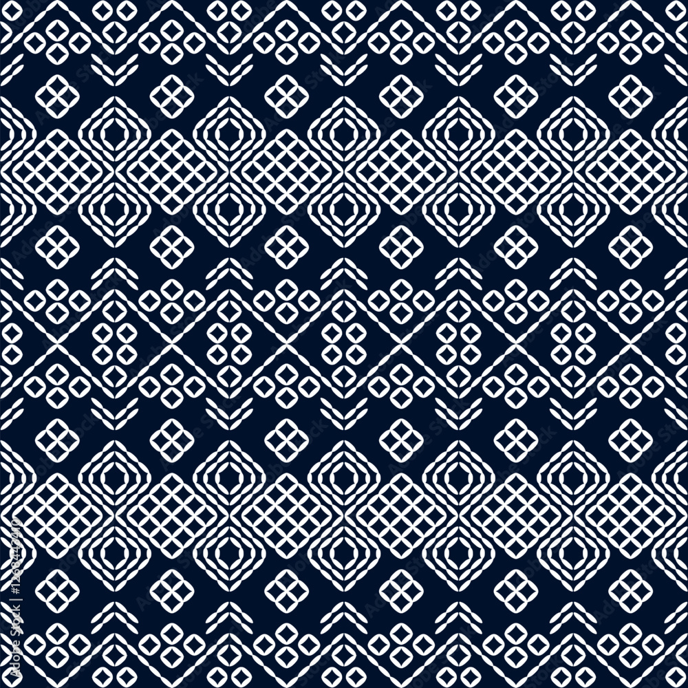 stitch Japanese Sashiko pattern embroidery abstract seamless geometric ornaments white stitch line artwork indigo blue background fashion design template decoration hand drawn printed needlework quilt stitch Japanese Sashiko pattern embroidery abstract seamless geometric ornaments white stitch line artwork indigo blue background fashion design template decoration hand drawn printed needlework quilt