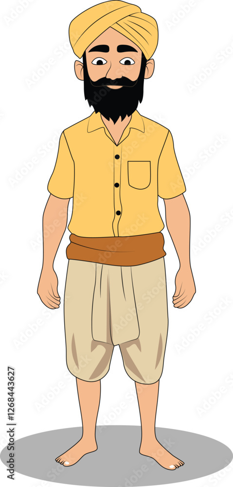 Indian village man front pose cartoon character design for cartoon animated story Indian village man front pose cartoon character design for cartoon animated story
