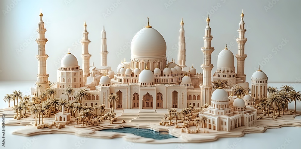 Obraz premium 3d modern Islamic holiday background. Muslim Holy Month Ramadan Kareem