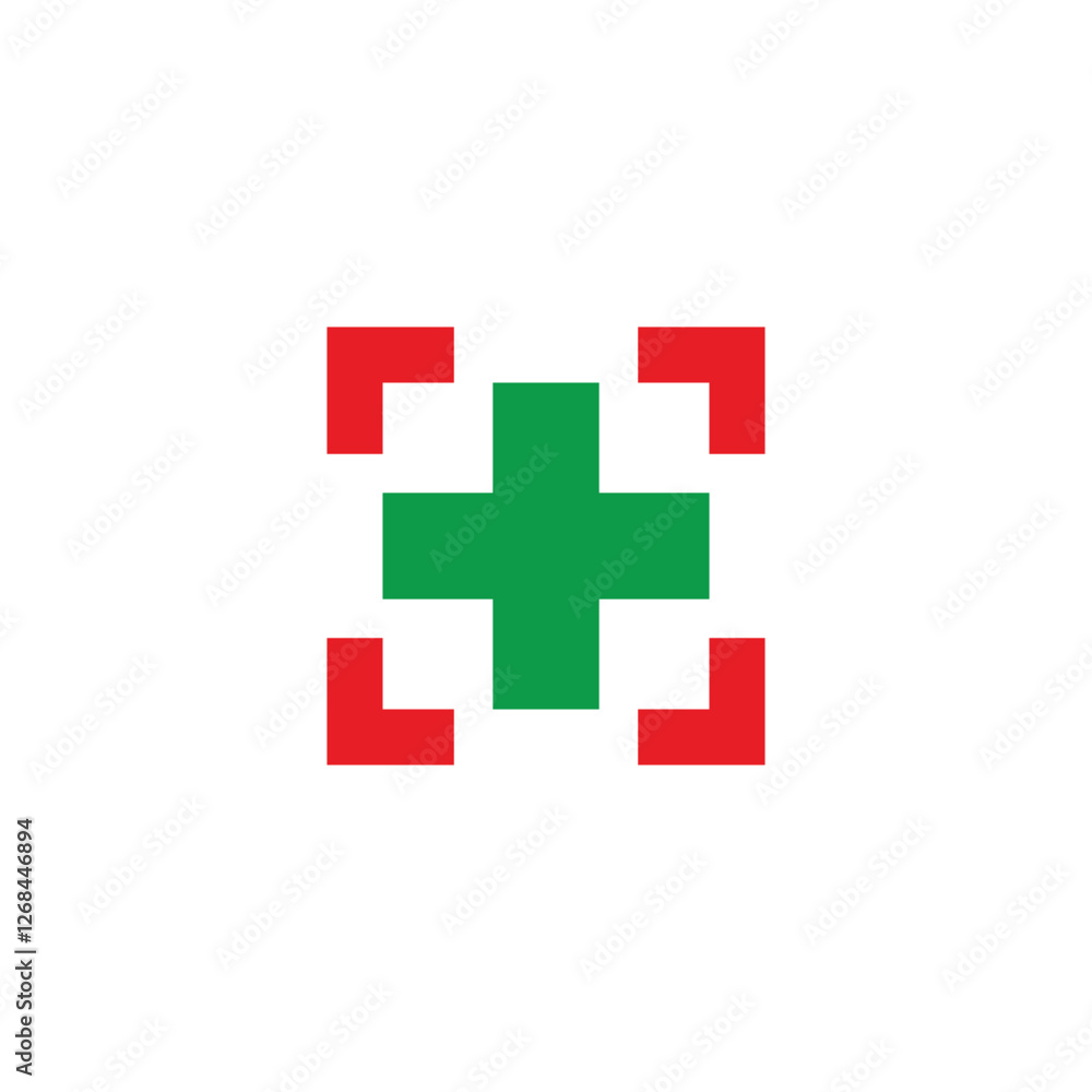 Tableau sur toile plus medical colorful square target logo vector