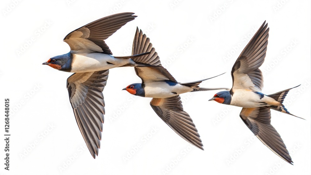 Fototapeta premium swallows in mid flight ai generated