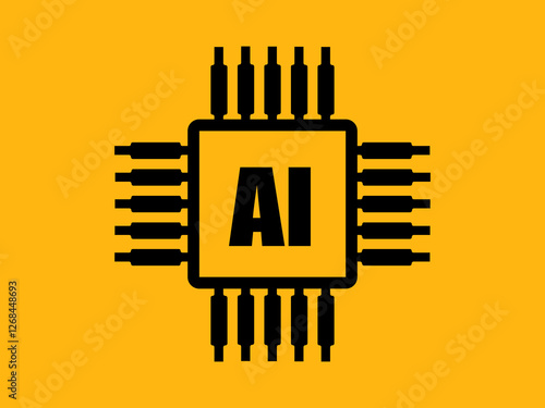 AI Chip Icon Artificial Intelligence in Human Head. Creative Digital Skills. vector