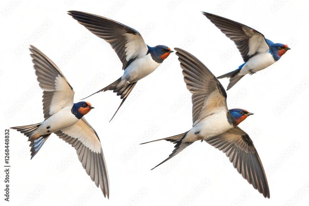 Fototapeta premium swallows in mid flight ai generated