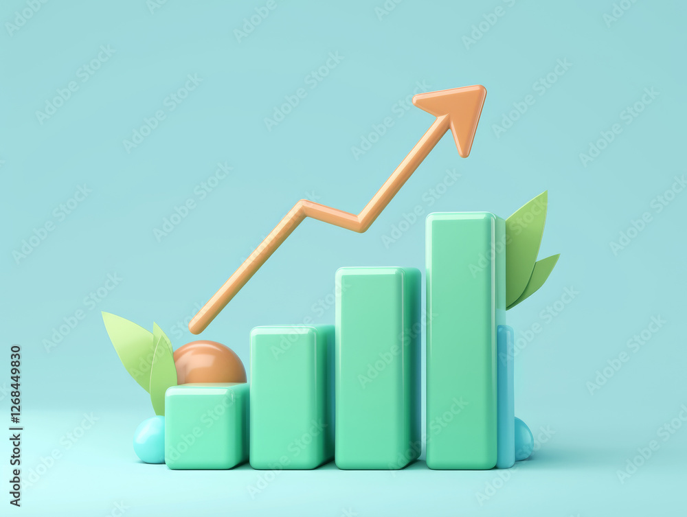 3D Business Growth & Financial Success Charts with Upward Arrows 3D Business Growth & Financial Success Charts with Upward Arrows