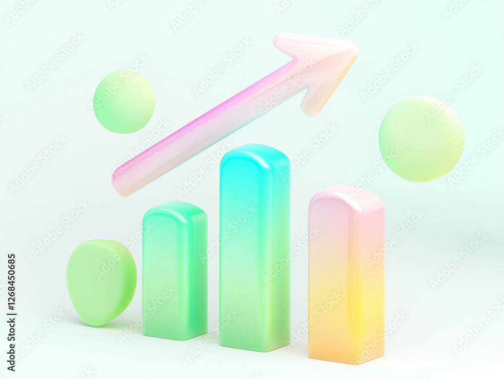 3D Business Growth & Financial Success Charts with Upward Arrows 3D Business Growth & Financial Success Charts with Upward Arrows