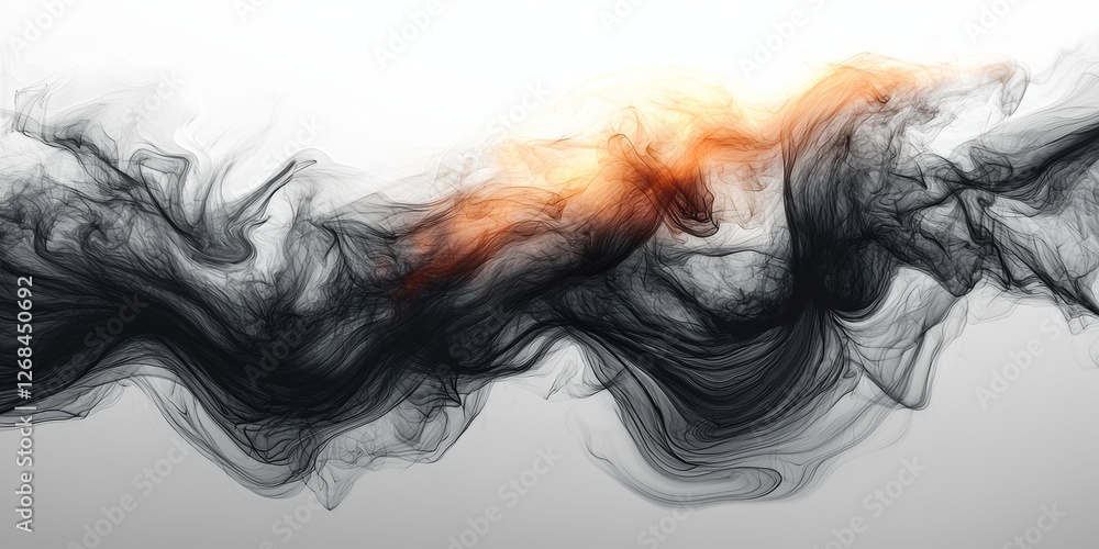 Fototapeta premium Fluid Black-and-White Swirl with Wispy Edges 