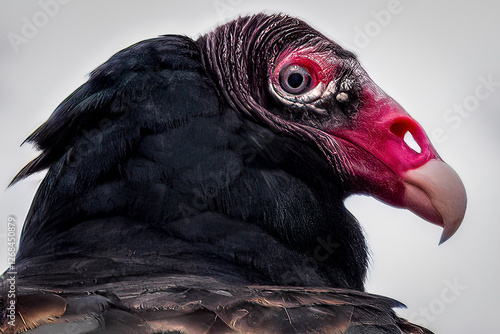 Obraz na płótnie Portrait of a Turkey vulture against a grey background. w salonie