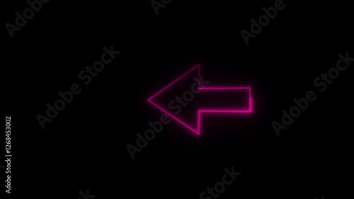 Glowing left arrow animation. Blue neon colored swipe left arrow animation  photo