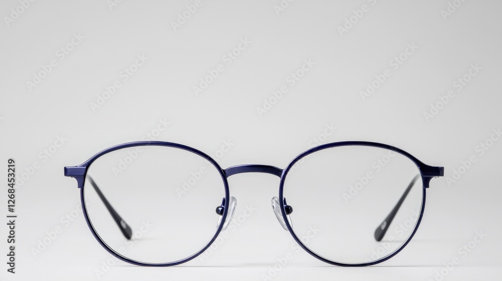 Oval-framed eyeglasses on plain background Oval-framed eyeglasses on plain background