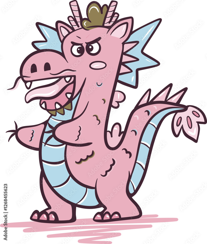 Adorable Yet Fierce Pink Cartoon Dragon Illustration Adorable Yet Fierce Pink Cartoon Dragon Illustration