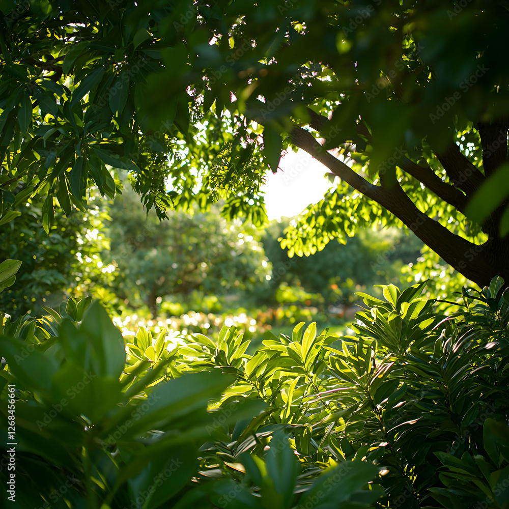 Sunlit Green Garden Leaves and Trees Sunlit Green Garden Leaves and Trees