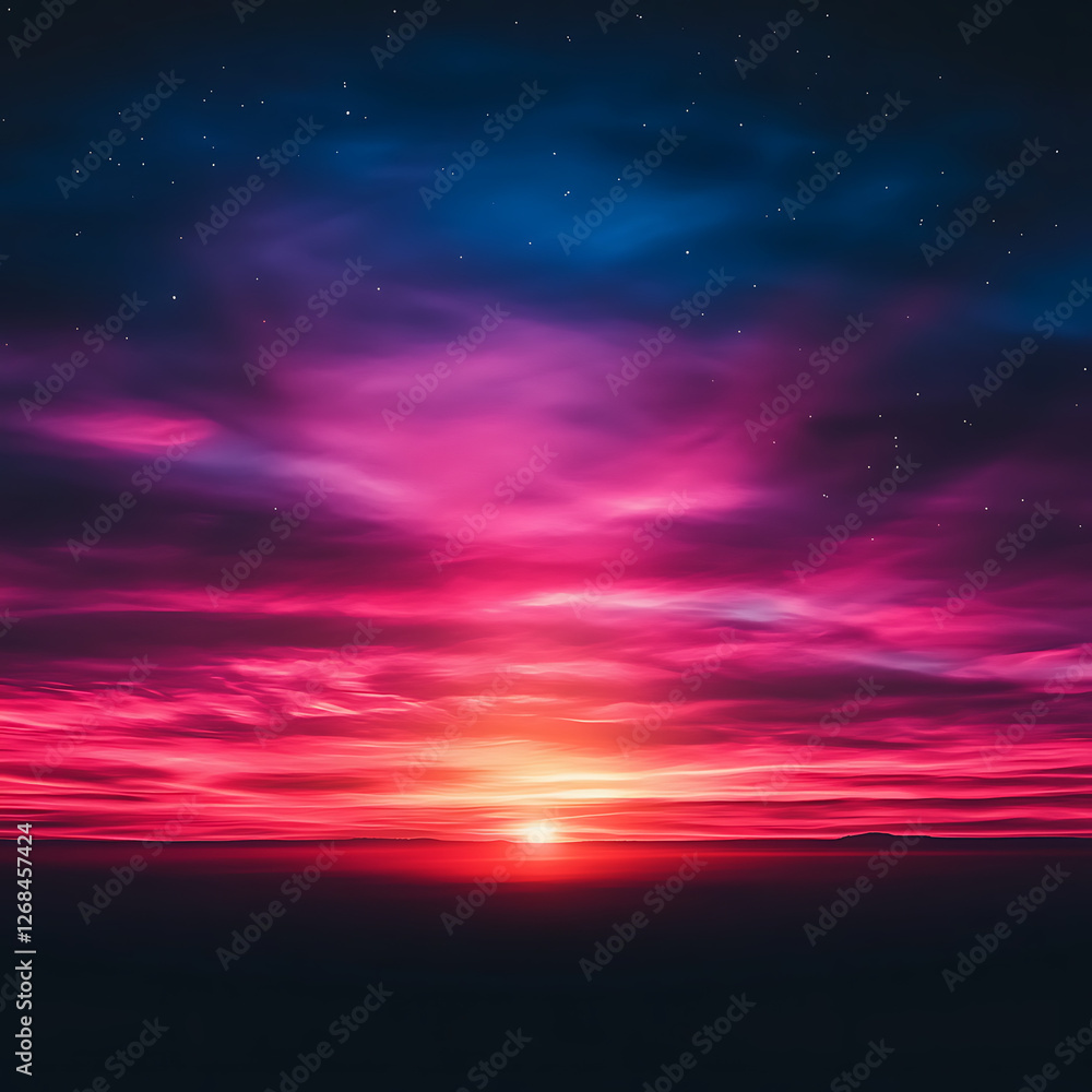 Vibrant Crimson Sunset with Celestial Hues and Distant Horizon Illuminating the Atmosphere Vibrant Crimson Sunset with Celestial Hues and Distant Horizon Illuminating the Atmosphere