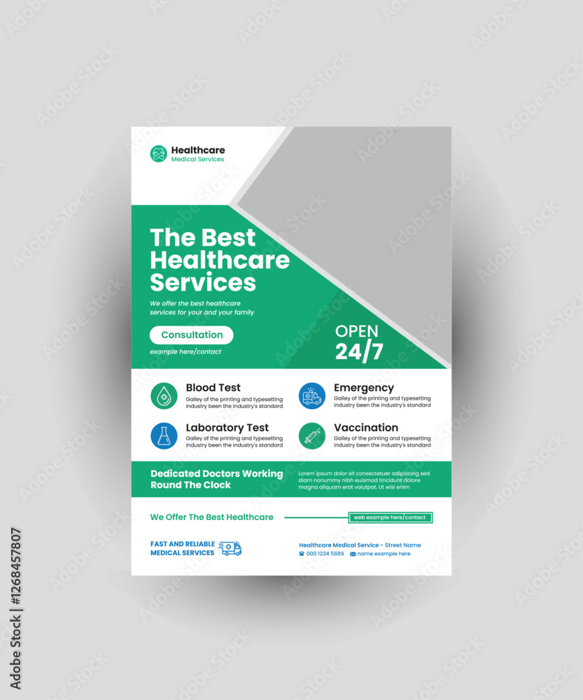 Obraz premium Medical Flyer Template, Healthcare flyer design