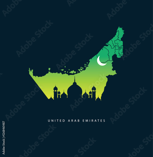 Eid Mubarak vector design greeting card template with typo wishes Eid Mubarak for Dubai and muslim people.islamic background