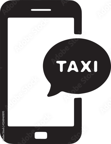 Illustration of a smartphone with a chat interface for booking an online taxi